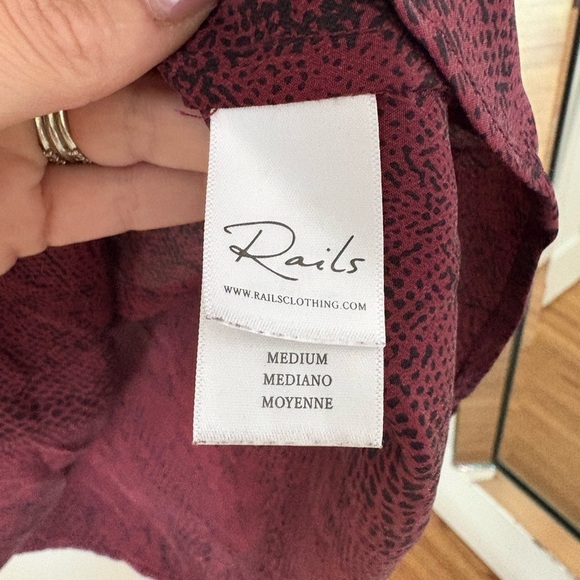 RAILS | Women’s 100% Silk Drawstring Hana Shirt Dress In Red Python Size M - Picture 5 of 8